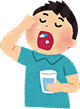 イラスト:空腹時に水100mlとともに薬を飲む。